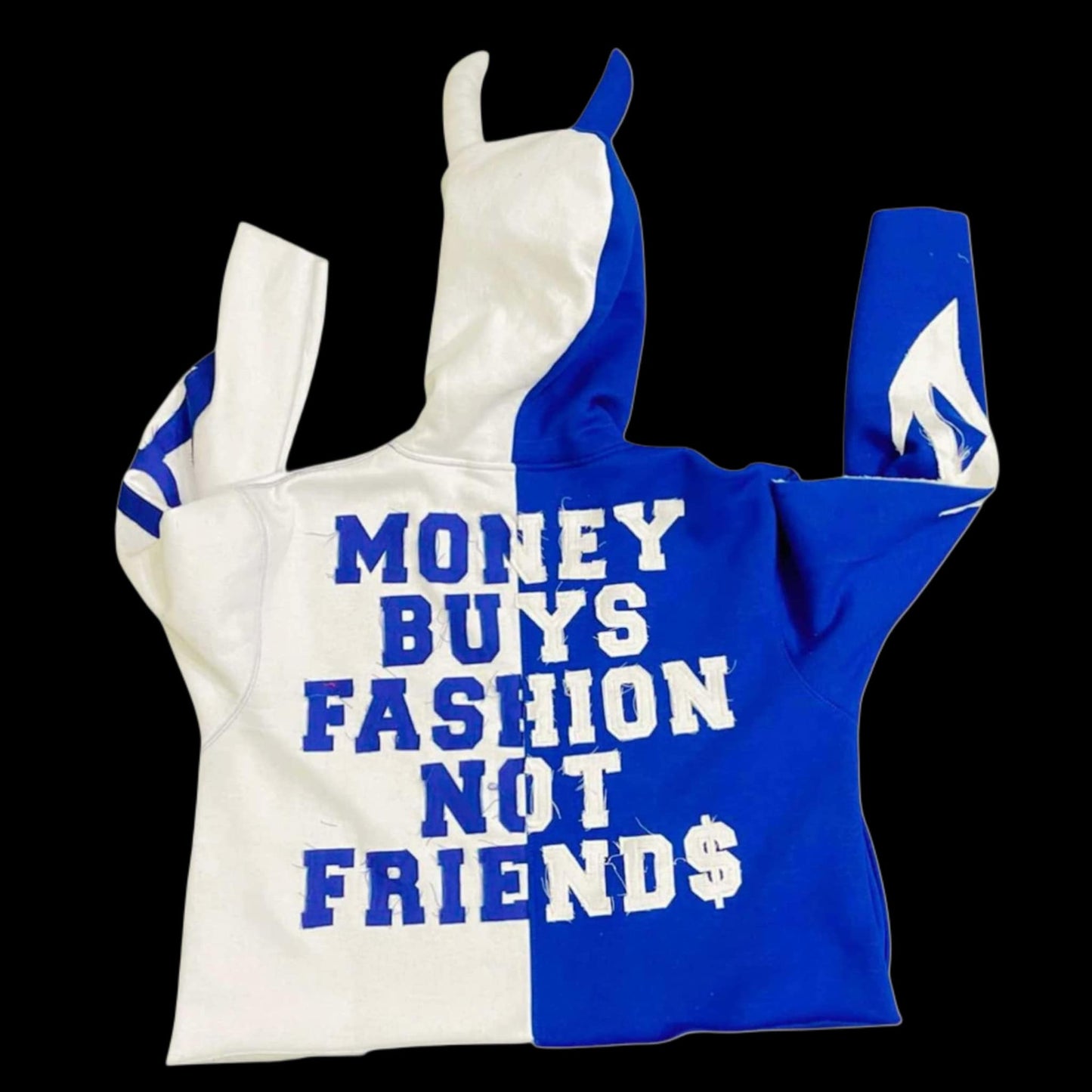 FOF Cropped Hoodie - Crispy White X Royal Blue Half & Half
