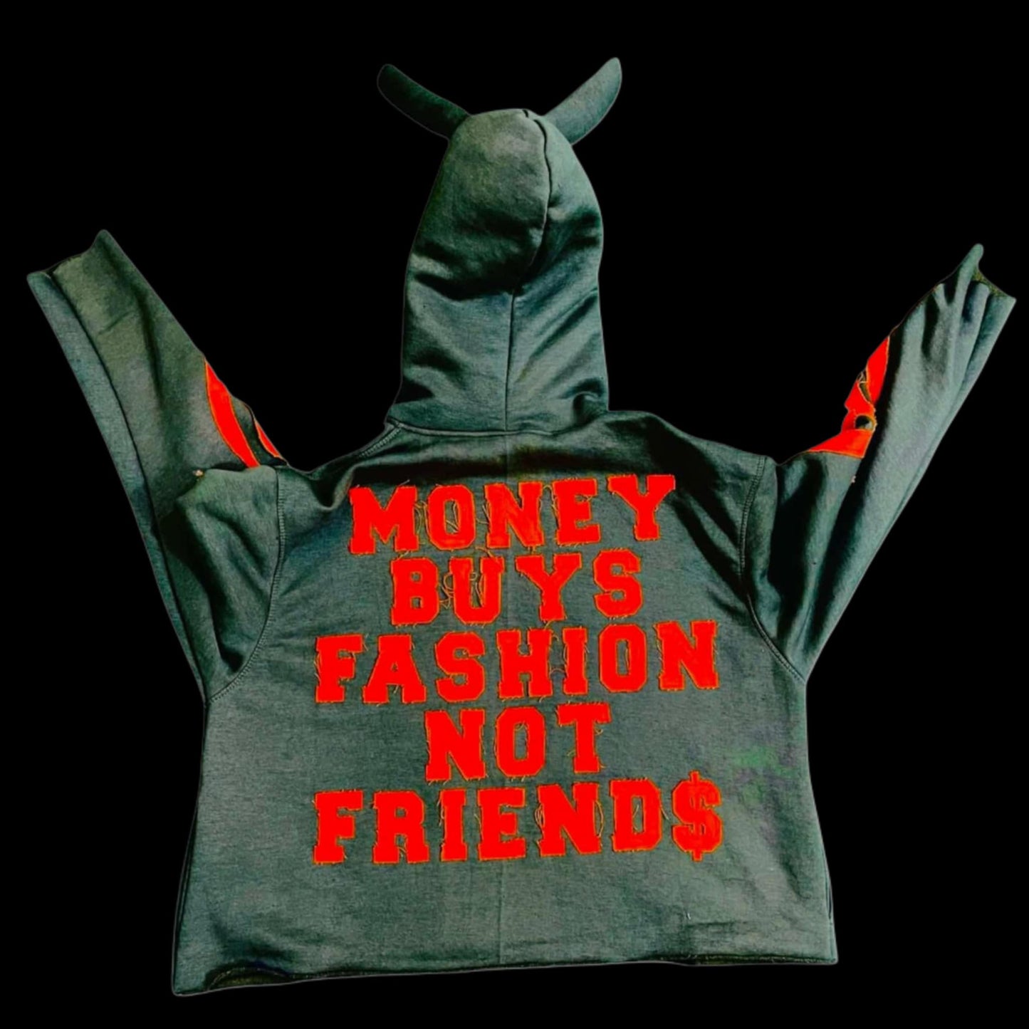 FOF Cropped Hoodie - Olive Green & Orange